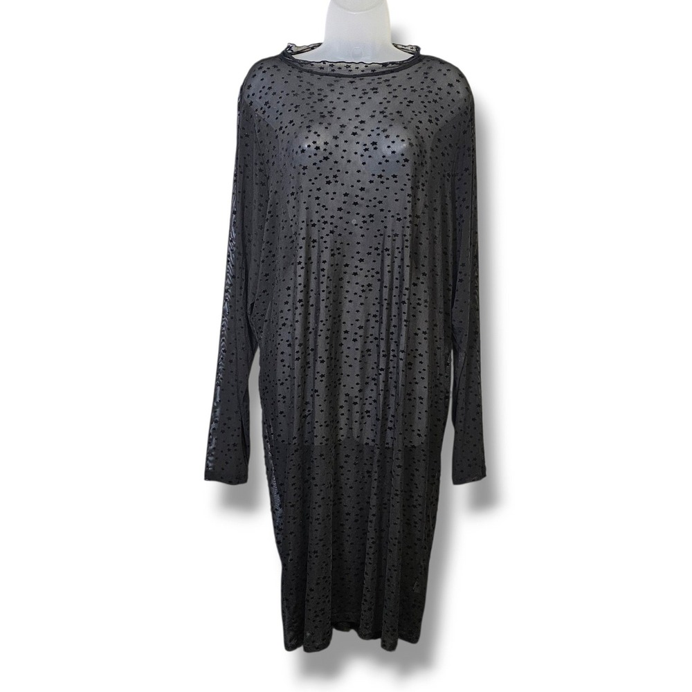 Torrid Black Mesh Sheer Dress 3X Star Celestial Whimsigoth Witchy Emo Alt Grunge - Picture 5 of 10